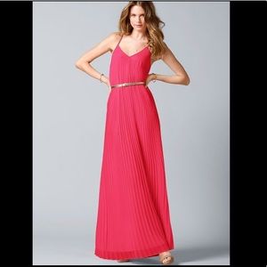 Victoria’s Secret Hot Coral Pink Pleated Racerback Maxi Dress